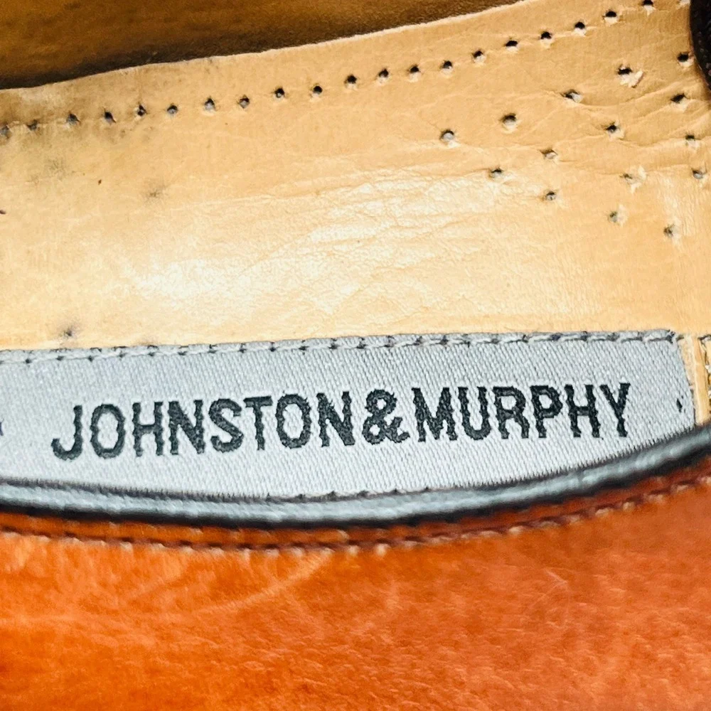 Johnston & Murphy Shoes Mens 10 Brown Leather Cap Toe Lace Up Dress Classic